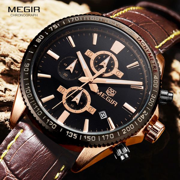 megir men's leather strap quartz watches brand army chronograph business sport wristwatch man clock relogios masculino 3001, Slivery;brown
megir men's leather strap quartz watches brand army chronograph business sport wristwatch man clock relogios masculino 3001, Slivery;brown