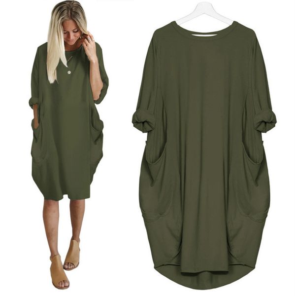 autumn womens dresses pocket loose dress ladies crew neck casual long girl dress female fashion big vestido plus size, Black;gray
autumn womens dresses pocket loose dress ladies crew neck casual long girl dress female fashion big vestido plus size, Black;gray