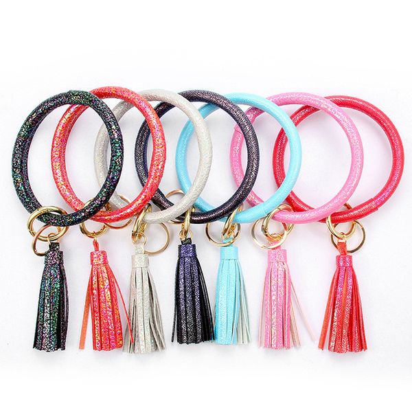 laser holographic pu leather tassel bracelet sequin key chain bangle women wristlet bracelets tassel circle key ring pendant keyrings d21703, Red;brown
laser holographic pu leather tassel bracelet sequin key chain bangle women wristlet bracelets tassel circle key ring pendant keyrings d21703, Red;brown
