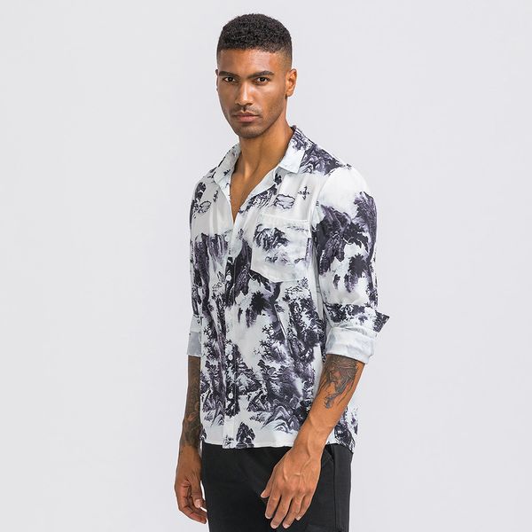 chinese style mens ink printed chest pocket turn down collar men's long sleeve shirt casual shirts camisa social masculina #thy, White;black
chinese style mens ink printed chest pocket turn down collar men's long sleeve shirt casual shirts camisa social masculina #thy, White;black