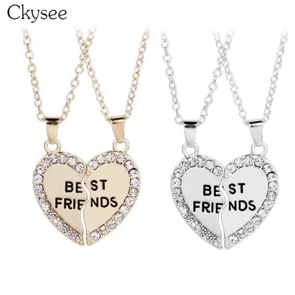 ckysee 2pcs/set gold silver color heart shaped necklace with crystal friends broken heart necklace friendship jewelry gift
ckysee 2pcs/set gold silver color heart shaped necklace with crystal friends broken heart necklace friendship jewelry gift