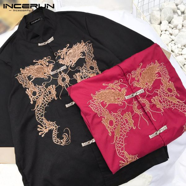 incerun men vintage printed shirt half sleeve stand collar shirt chinese style tang suit casual button retro dragon pattern, White;black
incerun men vintage printed shirt half sleeve stand collar shirt chinese style tang suit casual button retro dragon pattern, White;black