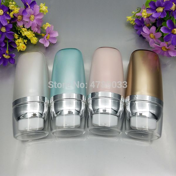 5/10pcs 30ml Acrylic Travel Packing Press Bottles Empty Face Cleanser & Sunscreen Lotion Bottle,refillable Airless Pump Bottles