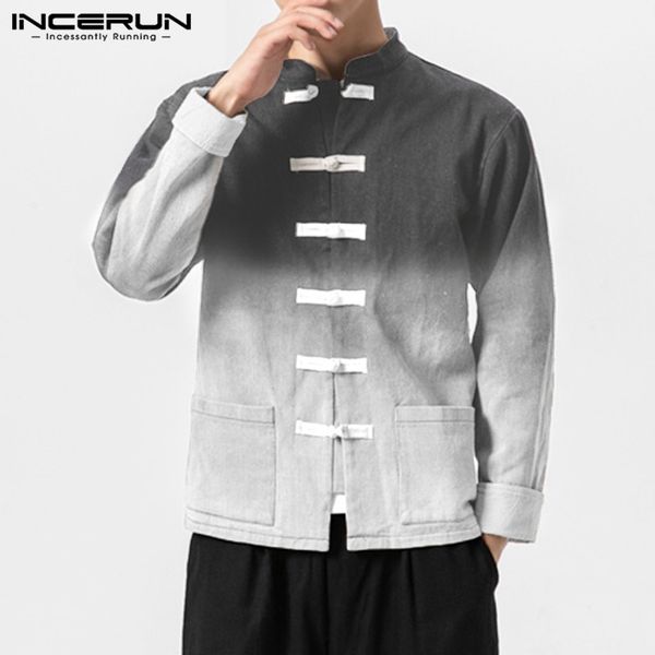 incerun retro men shirt button up pockets stand collar gradient cotton vintage long sleeve blouse casual streetwear shirts men, White;black
incerun retro men shirt button up pockets stand collar gradient cotton vintage long sleeve blouse casual streetwear shirts men, White;black