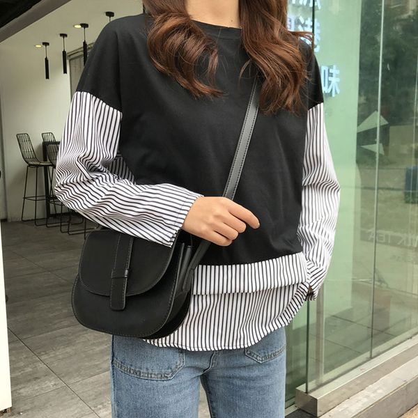 new patchwork striped color-matching long-sleeved t shirt women large size -2xl femme t shirt top, White
new patchwork striped color-matching long-sleeved t shirt women large size -2xl femme t shirt top, White
