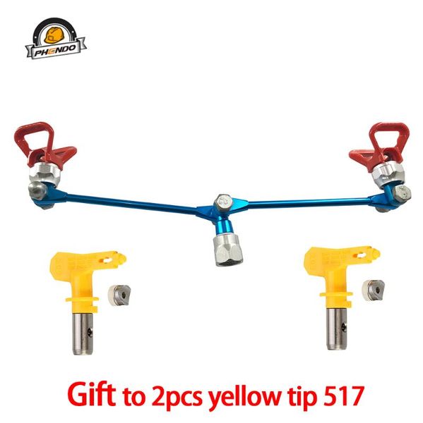phendo airless spray gun extension pole adjustable angle of 2pcs nozzle seat with 517 airless tips suit for paint spray
