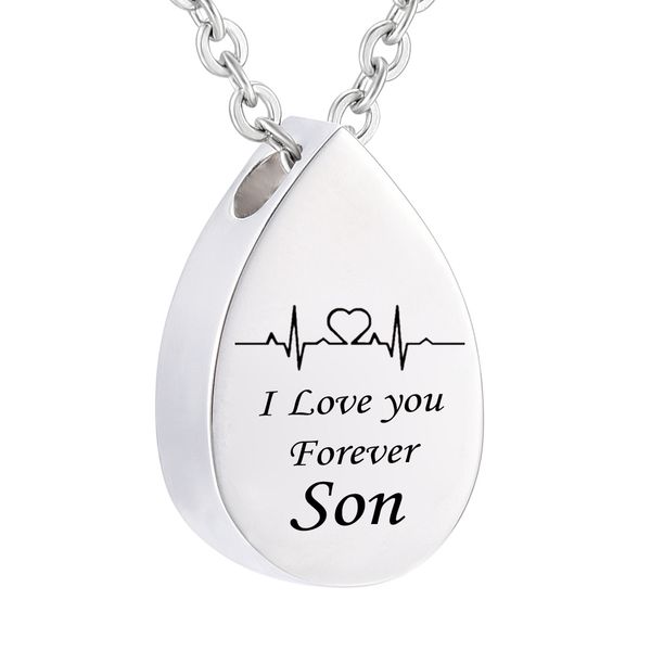 fashion cremation water droplets pendant electrocardiogram engraved custom family name i love you forever memorial urn necklace ashes, Silver
fashion cremation water droplets pendant electrocardiogram engraved custom family name i love you forever memorial urn necklace ashes, Silver
