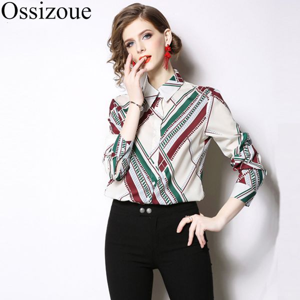 

womens and blouses 2019 runway shirt women long sleeve shirts print vintage blusa feminina manga comprida, White