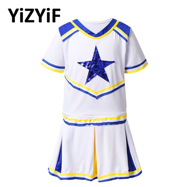 kids girls cheerleader costume jazz dance clothes cheerleading uniforms short sleeves stars applique with pleated skirt set
kids girls cheerleader costume jazz dance clothes cheerleading uniforms short sleeves stars applique with pleated skirt set