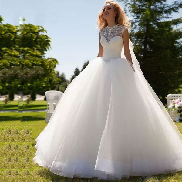 vintage beaded crystal princess wedding dresses jewel neck cap sleeve lace up back garden wedding gowns puffy tulle country bridal dress, White
vintage beaded crystal princess wedding dresses jewel neck cap sleeve lace up back garden wedding gowns puffy tulle country bridal dress, White