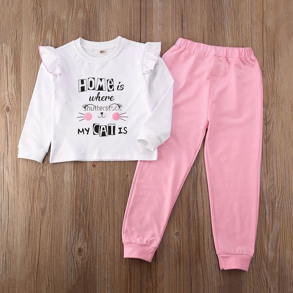 autumn children girl long flare sleeve cartoon letters t-shirt blouse+pants trousers casual outfits set h, White
autumn children girl long flare sleeve cartoon letters t-shirt blouse+pants trousers casual outfits set h, White