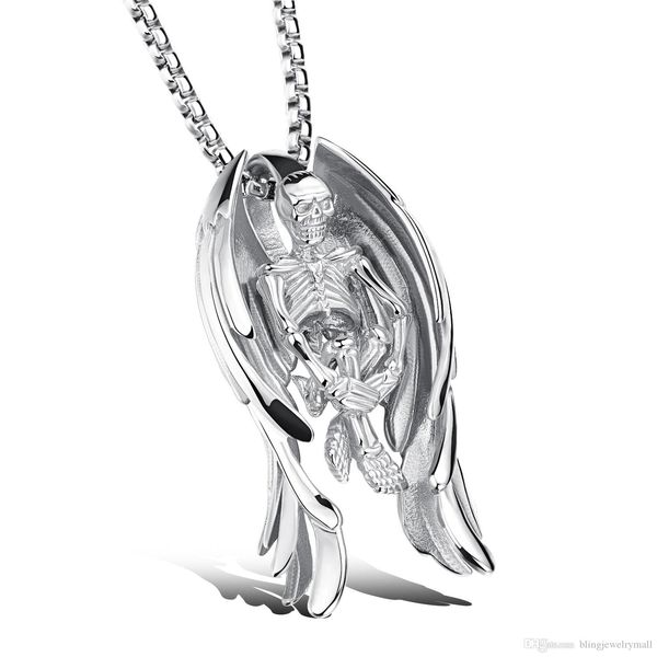 classic skeleton skull wing style 316l stainless steel golden black silver necklaces pendant with chain for men gx1099
classic skeleton skull wing style 316l stainless steel golden black silver necklaces pendant with chain for men gx1099