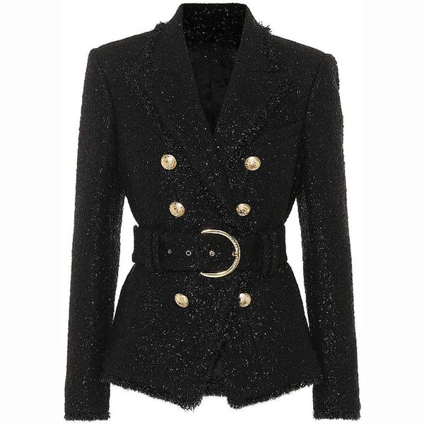 designer women winter woolen jackets and coats long sleeve elegant slim blazer jacket double breasted belt coat, Black
designer women winter woolen jackets and coats long sleeve elegant slim blazer jacket double breasted belt coat, Black