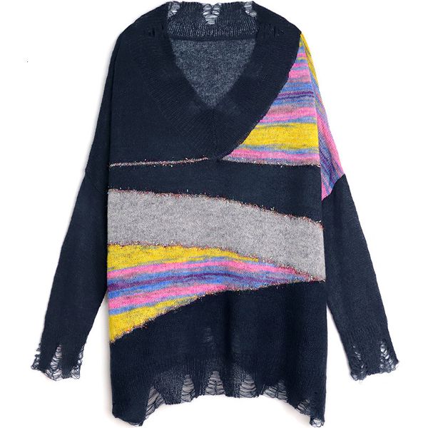 2019 autumn three kind v lead hit color gold thread mohair holes striped sweater long fund woman l757, White;black
2019 autumn three kind v lead hit color gold thread mohair holes striped sweater long fund woman l757, White;black