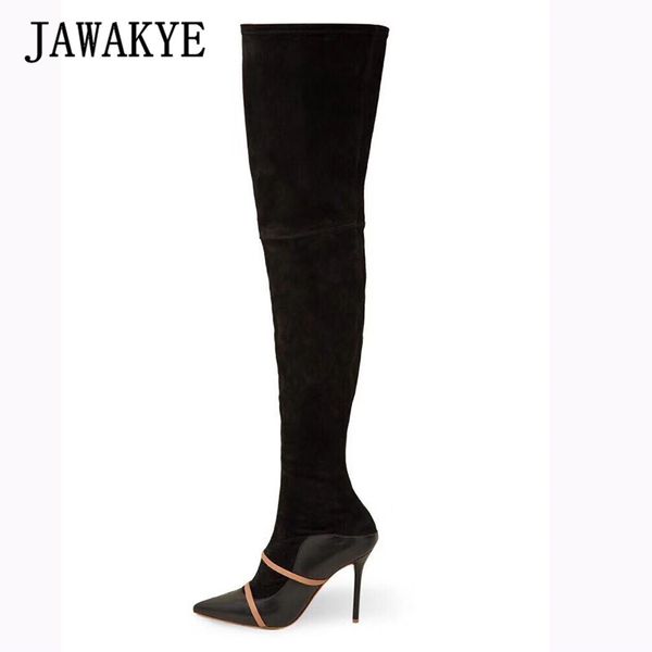 sexy лоскутная над коленом boots для женщин остроконечные toe тонкие высокие каблуки натуральной кожи длинные сапоги металл декор партии обу, Black
sexy лоскутная над коленом boots для женщин остроконечные toe тонкие высокие каблуки натуральной кожи длинные сапоги металл декор партии обу, Black