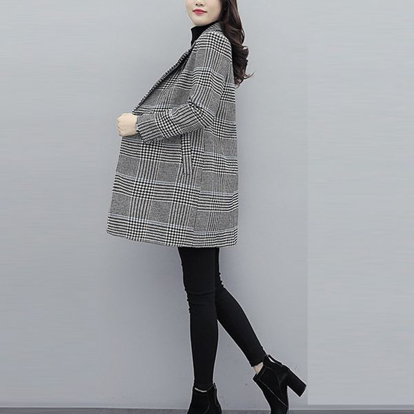 autumn women's wool work plaid vintage winter office formal turn down collar long sleeve button woolen ladies jacket coat, Black
autumn women's wool work plaid vintage winter office formal turn down collar long sleeve button woolen ladies jacket coat, Black