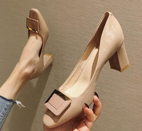 designer women nude chunky heels shoes patent leather hight heel 7cm fashion luxury loafers square toes pumps dress shoes, Black
designer women nude chunky heels shoes patent leather hight heel 7cm fashion luxury loafers square toes pumps dress shoes, Black