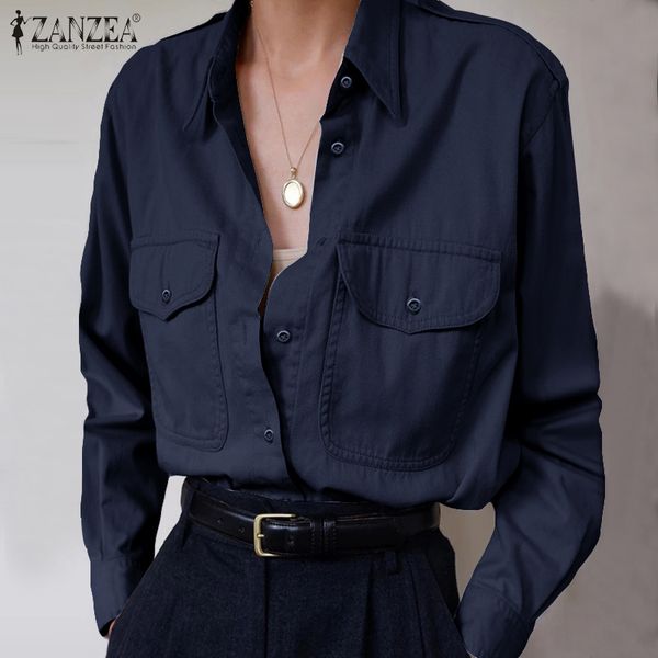 zanzea 2020 fashion ladies casual pockets shirt women buttons down solid tunic vintage cotton lapel neck blusas plus size, White
zanzea 2020 fashion ladies casual pockets shirt women buttons down solid tunic vintage cotton lapel neck blusas plus size, White
