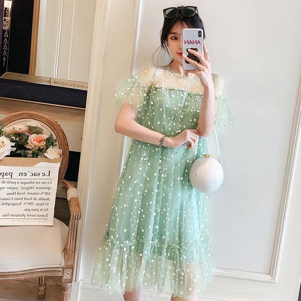 pregnant women summer dress short flare sleeve mesh patchwork chiffon maternity clothes loose sweet polka dot pregnancy dress, White
pregnant women summer dress short flare sleeve mesh patchwork chiffon maternity clothes loose sweet polka dot pregnancy dress, White