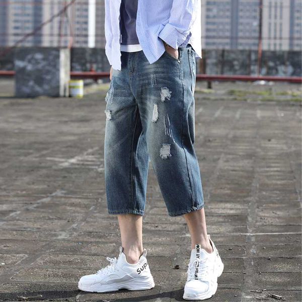 summer ripped denim shorts men's fashion solid color retro casual hole jeans pants men streetwear loose hip hop straight jeans, Blue
summer ripped denim shorts men's fashion solid color retro casual hole jeans pants men streetwear loose hip hop straight jeans, Blue