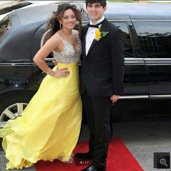 vestido de festa yellow a line chiffon v neckline formal evening dress sleeveless sheer back beade sequins prom party evening gowns, Black;red
vestido de festa yellow a line chiffon v neckline formal evening dress sleeveless sheer back beade sequins prom party evening gowns, Black;red