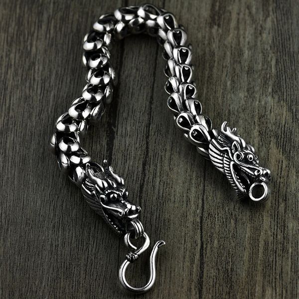 dragon scale bracelet chain real pure 925 sterling silver double heads vintage punk rock retro style men jewelry cx200702, Black
dragon scale bracelet chain real pure 925 sterling silver double heads vintage punk rock retro style men jewelry cx200702, Black