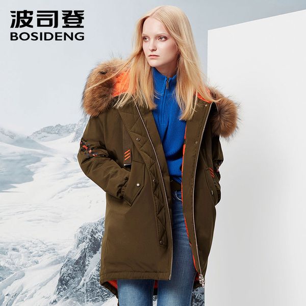 women's mid-long down jacket winter thicken down parka loose waterproof natural fur collar b70142156, Black
women's mid-long down jacket winter thicken down parka loose waterproof natural fur collar b70142156, Black