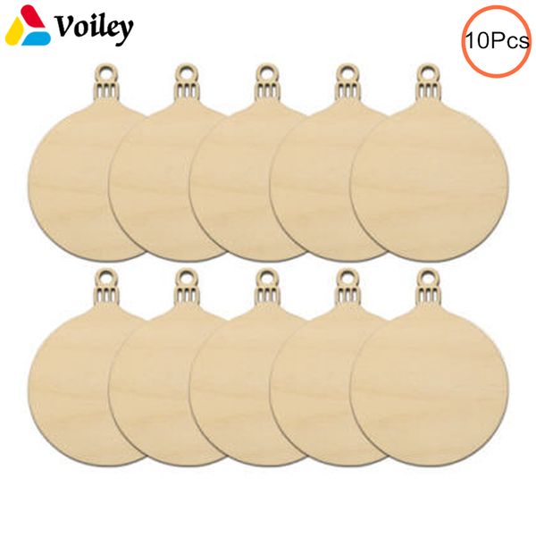 

voiley 2018 noel decoration 10 pcs wooden round baubles tags xmas balls decorations craft ornaments christmas diy decorations,7