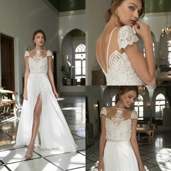 2020 boho wedding dress a line lace appliqued bateau neck sweep train beach bridal gowns short sleeves custom made bohemia wedding dresses, White
2020 boho wedding dress a line lace appliqued bateau neck sweep train beach bridal gowns short sleeves custom made bohemia wedding dresses, White