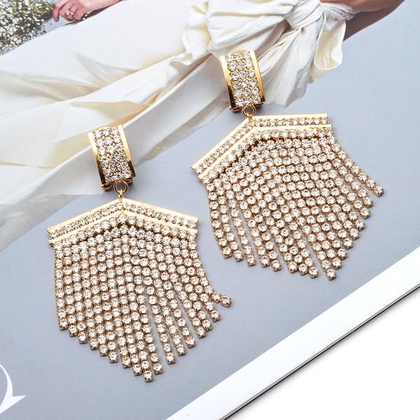 high-quality gold metal clear rhinestone long drop earrings dangle crystal chain tassel jewelry accessories for women wholesale, Silver
high-quality gold metal clear rhinestone long drop earrings dangle crystal chain tassel jewelry accessories for women wholesale, Silver