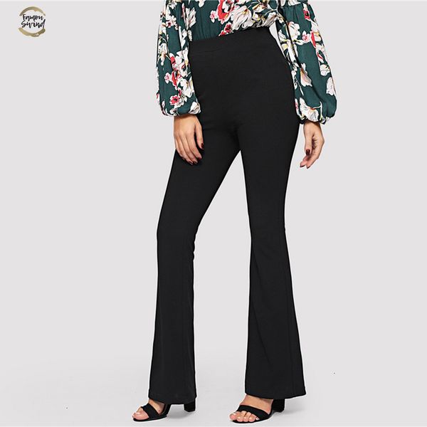 black elegant office lady elastic waist flare hem pants casual solid minimalist pants 2019 spring women pants trousers, Black;white
black elegant office lady elastic waist flare hem pants casual solid minimalist pants 2019 spring women pants trousers, Black;white
