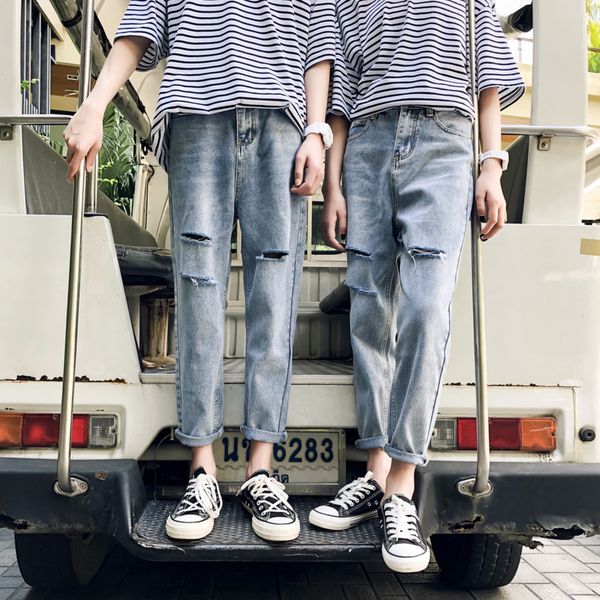 2020 spring and autumn new youth popular solid color couple hole jeans fashion casual loose wild nine pants blue s-2xl
2020 spring and autumn new youth popular solid color couple hole jeans fashion casual loose wild nine pants blue s-2xl