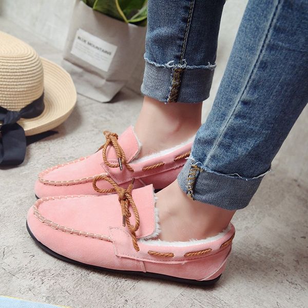 winter new flat bottom plus velvet peas shoes bow plus cotton warm women's shoes casual booties winter boots women, Black