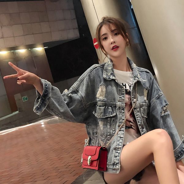 women's jackets shredded denim jacket women casual vintage korean coat spring autumn jean harajuku womens kurtka jeans kj2230, Black;brown
women's jackets shredded denim jacket women casual vintage korean coat spring autumn jean harajuku womens kurtka jeans kj2230, Black;brown