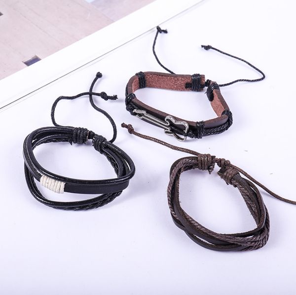 antique classical handmade woven cow leather & pu bracelets set for men plaited knitted leather rope wrist band, Black
antique classical handmade woven cow leather & pu bracelets set for men plaited knitted leather rope wrist band, Black