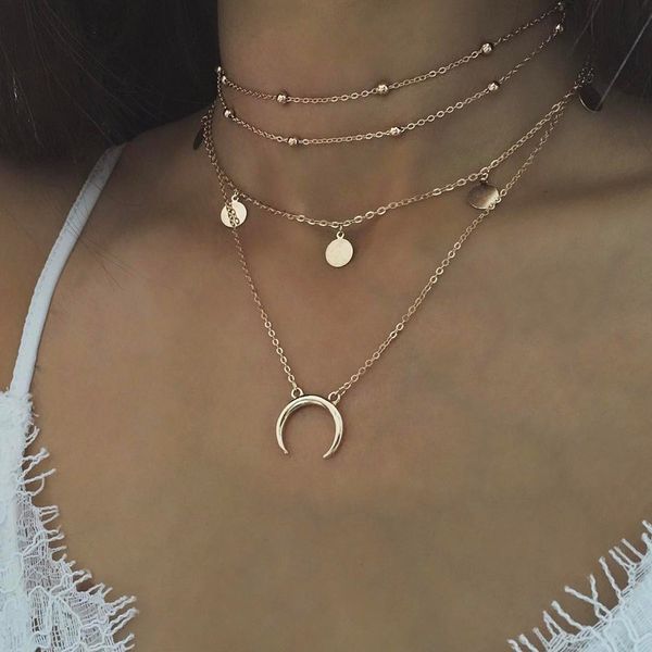retro elegant necklace classical bohemia crescent shape wafer composite multi-layer pendant necklacejewelry accessories gift, Silver
retro elegant necklace classical bohemia crescent shape wafer composite multi-layer pendant necklacejewelry accessories gift, Silver