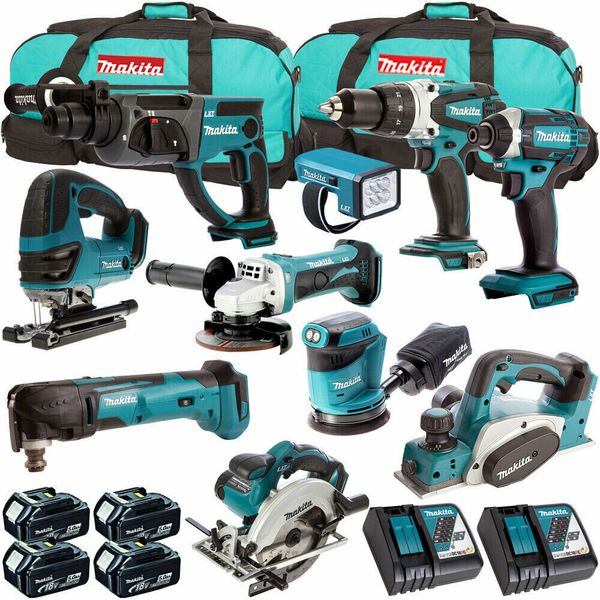Makita 18v lxt li ion 10pc mon ter kit 4 x 5 0ah batterie charger 2 x bag
Makita 18v lxt li ion 10pc mon ter kit 4 x 5 0ah batterie charger 2 x bag