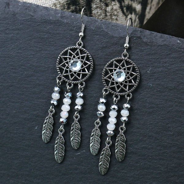 bohemian fashion jewelry women's vintage earrings dreamcatcher beads feathers tassels dangle earrings s509, Silver
bohemian fashion jewelry women's vintage earrings dreamcatcher beads feathers tassels dangle earrings s509, Silver