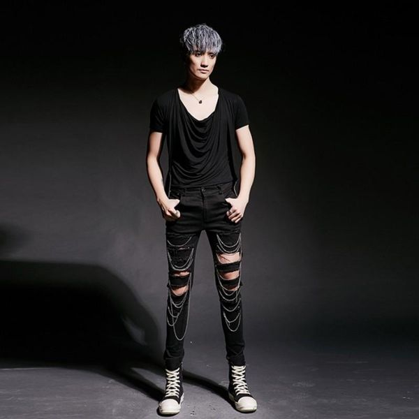 new fashion punk hole ripped korean slim fit pencil casual mens chains hip hop street dance pants m-2xl, Black
new fashion punk hole ripped korean slim fit pencil casual mens chains hip hop street dance pants m-2xl, Black