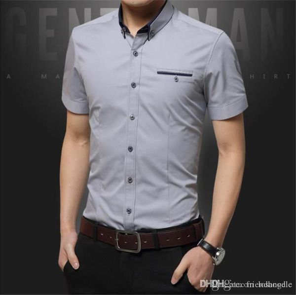 lapel neck slim solid color mens shirts with pockets short sleeve fashion trend mens casual shirts business teenager handsome, White;black
lapel neck slim solid color mens shirts with pockets short sleeve fashion trend mens casual shirts business teenager handsome, White;black