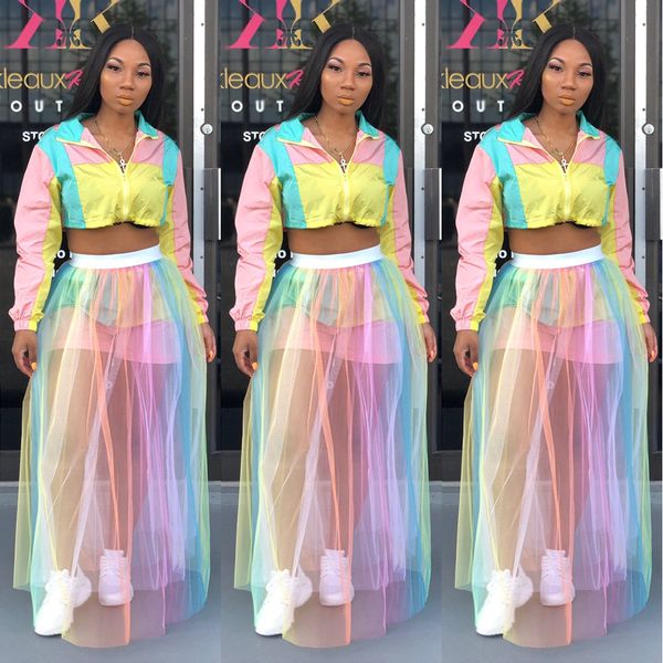 2019 summer print rainbow mesh see through streetwear style women shrit, Black
2019 summer print rainbow mesh see through streetwear style women shrit, Black