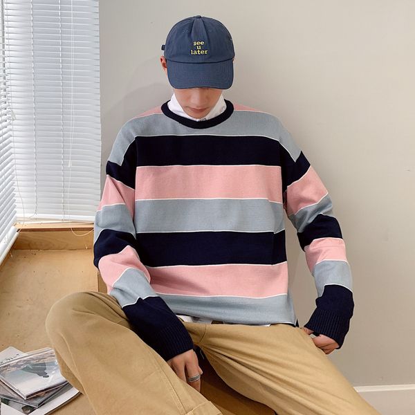 2019 winter new korean version of the trend of young students round neck long-sleeved striped knit casual sweater, White;black
2019 winter new korean version of the trend of young students round neck long-sleeved striped knit casual sweater, White;black