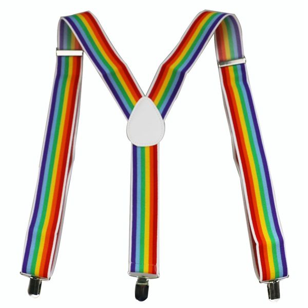 2019 new men women suspenders red rainbow colorful striped suspender y-back braces, Black;white
2019 new men women suspenders red rainbow colorful striped suspender y-back braces, Black;white