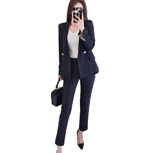 women pant suits vintage autumn winter women pant suit stripe blazer jacket & 2020 office wear suits female sets, White;black
women pant suits vintage autumn winter women pant suit stripe blazer jacket & 2020 office wear suits female sets, White;black