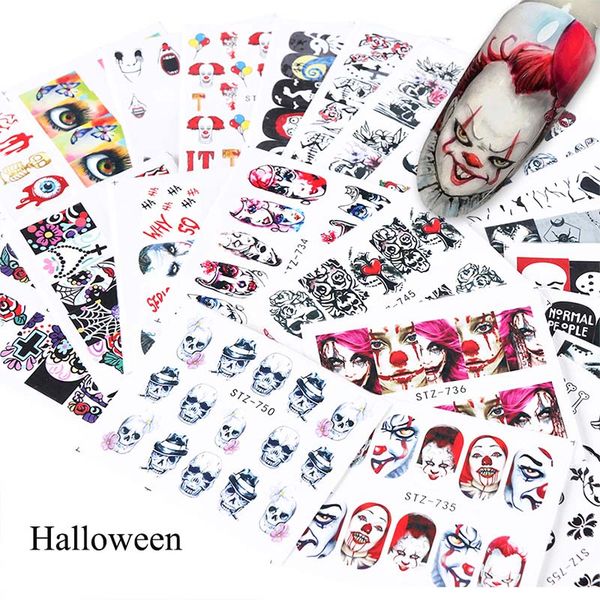 24pcs/set cool halloween sliders nail art stickers diy water temporary tattoos clown skull designs for manicure decals, Silver;gold
24pcs/set cool halloween sliders nail art stickers diy water temporary tattoos clown skull designs for manicure decals, Silver;gold