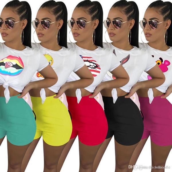 women designer 2pcs suit summer animal printed crew neck clothing summer casual tracksuits, Gray 
women designer 2pcs suit summer animal printed crew neck clothing summer casual tracksuits, Gray