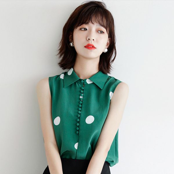 turn-down collar sleeveless women blouse button printed chiffon blouses female 2020 summer fashion casual black blusa mujer, White
turn-down collar sleeveless women blouse button printed chiffon blouses female 2020 summer fashion casual black blusa mujer, White