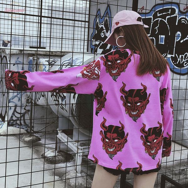 v шеи harajuku мультфильм devil printing t shirt повседневная сыпучие с длинным рукавом футболки женщины моды ulzzang bf hip hop streetwear, White
v шеи harajuku мультфильм devil printing t shirt повседневная сыпучие с длинным рукавом футболки женщины моды ulzzang bf hip hop streetwear, White
