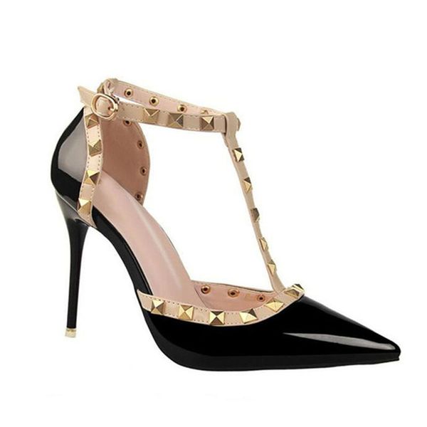 qsr 10cm pumps woman summer women's shoes fashion female sandals rivet metal decoration pu leather women high heels, Black
qsr 10cm pumps woman summer women's shoes fashion female sandals rivet metal decoration pu leather women high heels, Black
