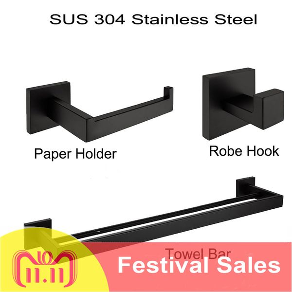 matte black sus 304 stainless steel bathroom accessories set bathroom hardware set robe hook towel bar toilet paper holder
matte black sus 304 stainless steel bathroom accessories set bathroom hardware set robe hook towel bar toilet paper holder